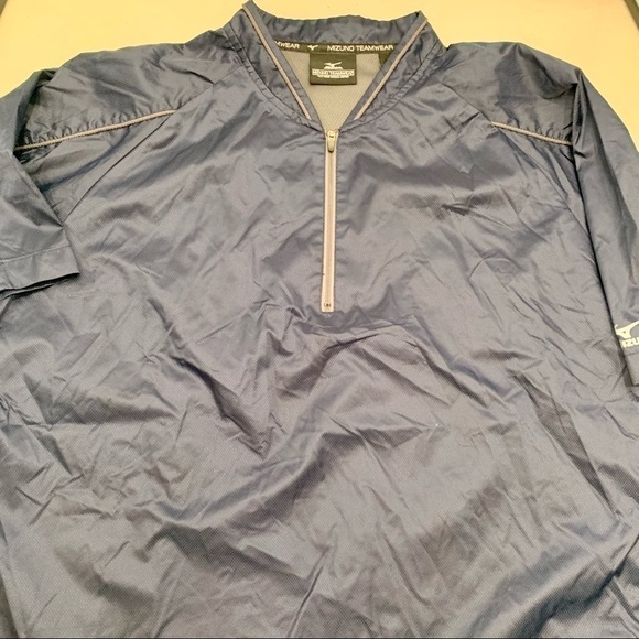 Mizuno Windbreaker Adult Small Navy Blue 1/4 Zip Vented Short Sleeve Men - Picture 4 of 7